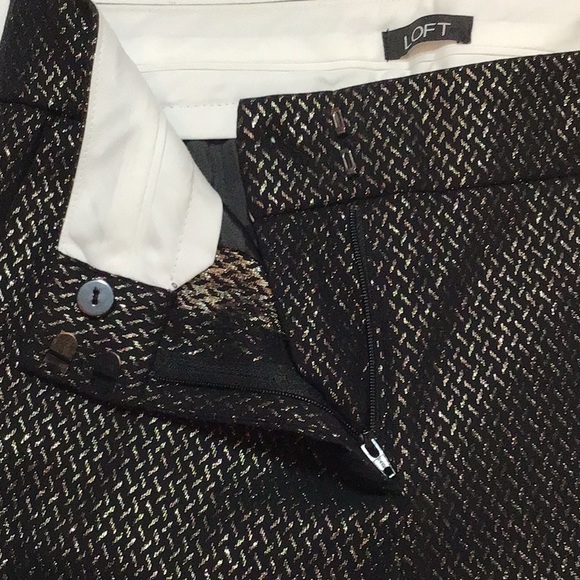 LOFT MARISA SKINNY BLACK AND SILVER DRESS PANTS SZ 4 - Picture 7 of 11